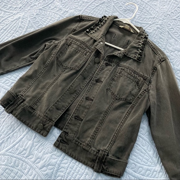 CAbi Distressed Black Jean Jacket Size M - Picture 2 of 10